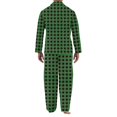 thumbnail image 4 of Men's Pajama Sets Long Sleeve Checked Lounge Wear Set Flannel Pyjamas Plaid Top and Bottoms 2 Piece Winter Cotton Nightwear Green 3XL, 4 of 5