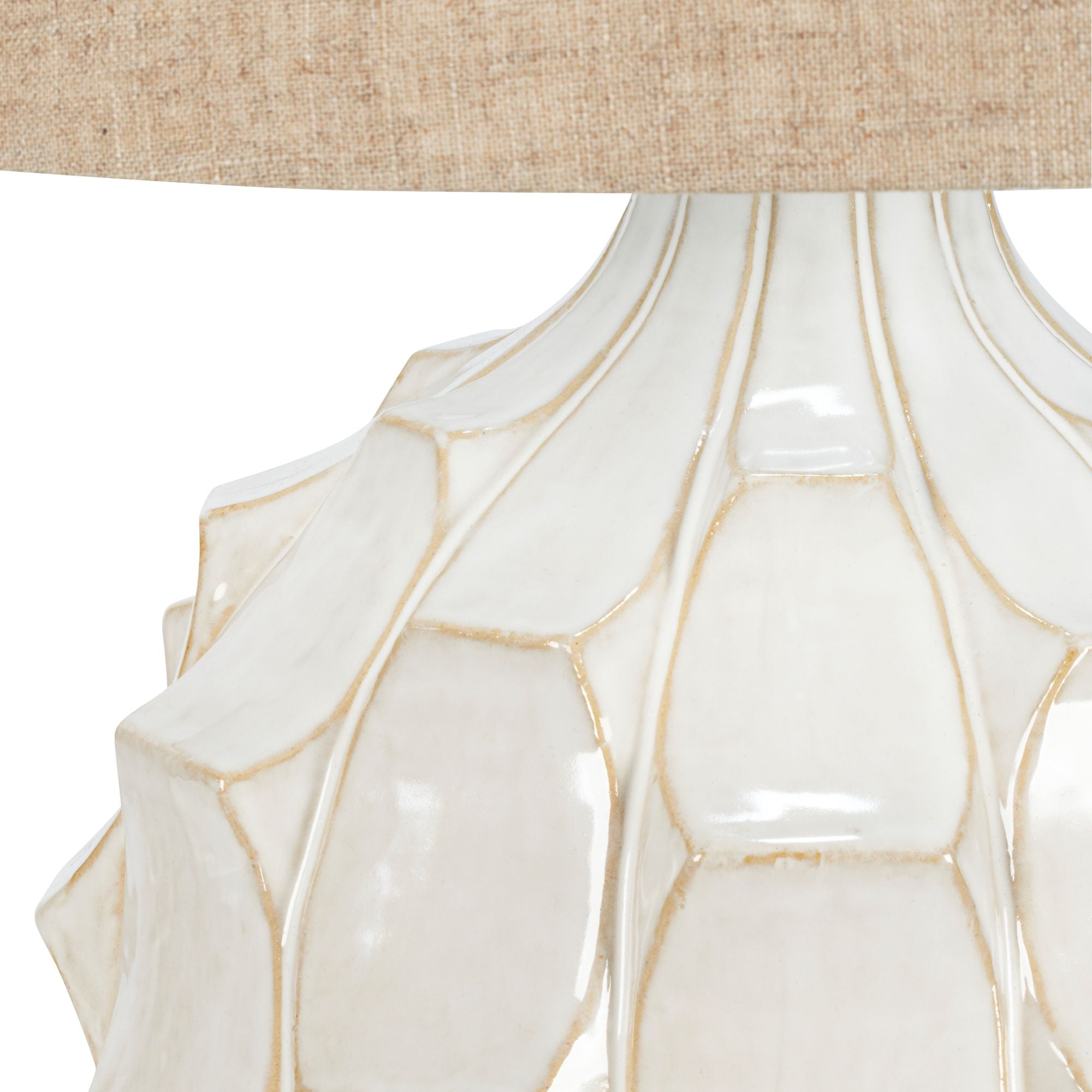 Possini Euro Design Cosgrove Modern Mid Century Table Lamps 26 1/2" High Set of 2 White Glazed Ceramic Light Brown Linen Drum Shade for Living Room