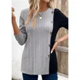 thumbnail image 4 of Sweaters Camisa De Manga Larga Acanalada Para Mujer Sueter, 4 of 5