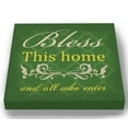 thumbnail image 1 of MuralMax Inspirational Quote Wall Decor - Bless This Home & All Who Canvas Art - Gifts For Wedding Anniversary, Bridal Showers, Parents, Grandparents, Office Parties - Color - Green - Size - 20 x 20, 1 of 5