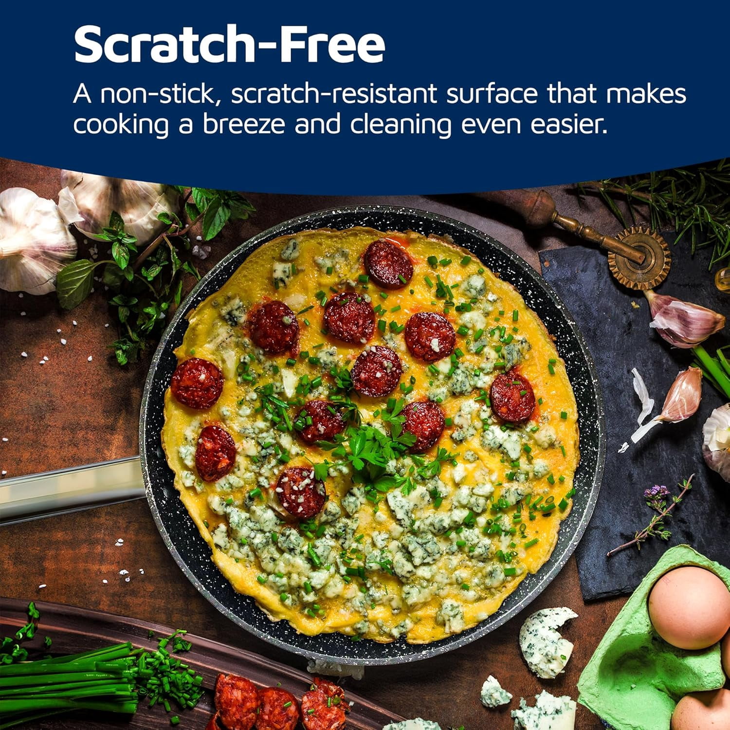Stonetastic Non Stick Frying Pans – 3-Pack Granite Coating Stainless Steel Pans - Oven Safe Induction Cookware (7.8, 9.4, and 11 inch)