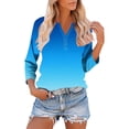 thumbnail image 2 of Women's V Neck T Shirts Women's V Neck T Shirts Gradient 3/4 Sleeve Tops for Women Casual Loose Basic Tees, 2 of 9