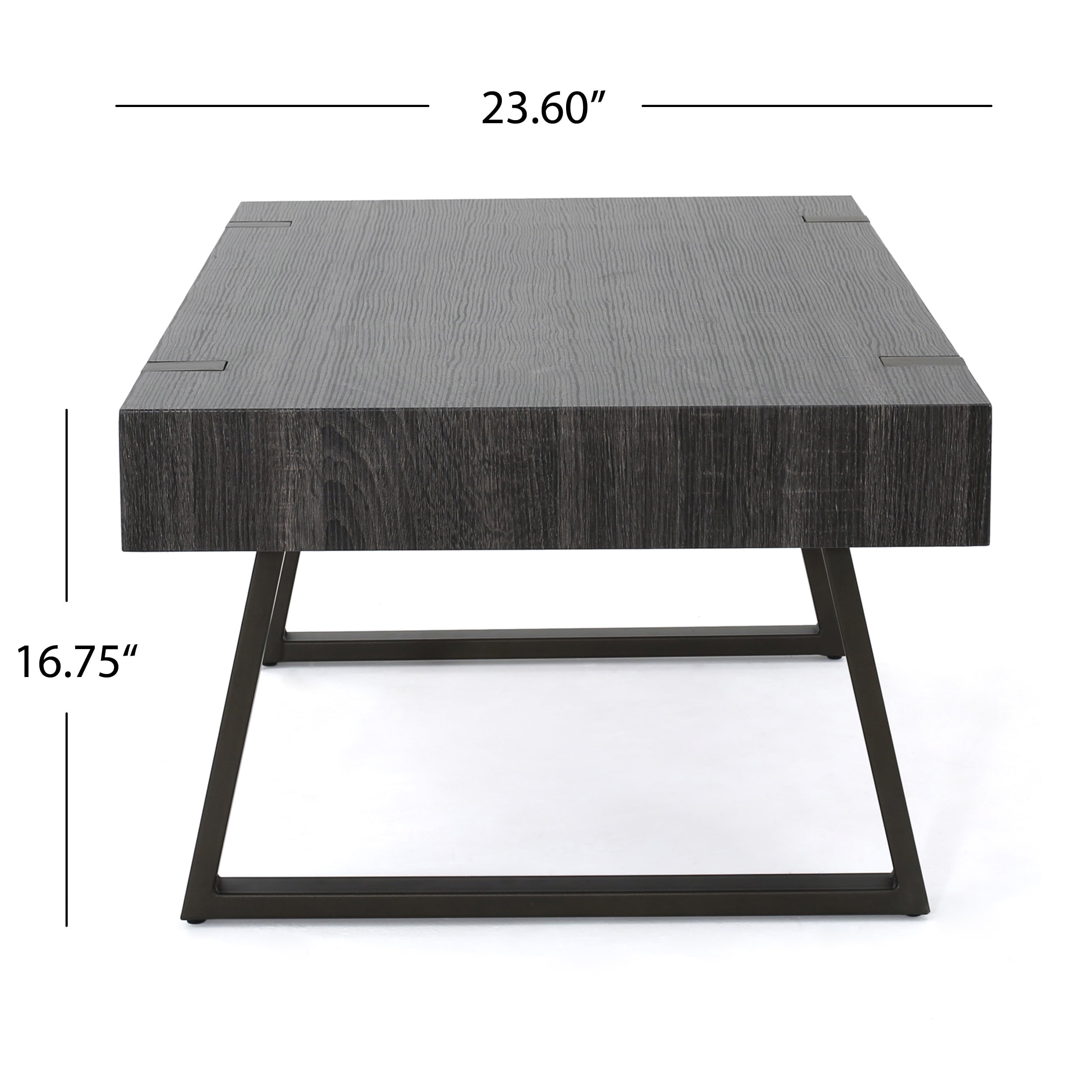 Noble House Abigail Black Oak Faux Wood Coffee Table