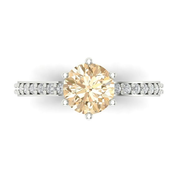 Solitaire with Accents Engagement Ring for Women - 1.71ct Natural Morganite in 18K White Gold Promise Ring