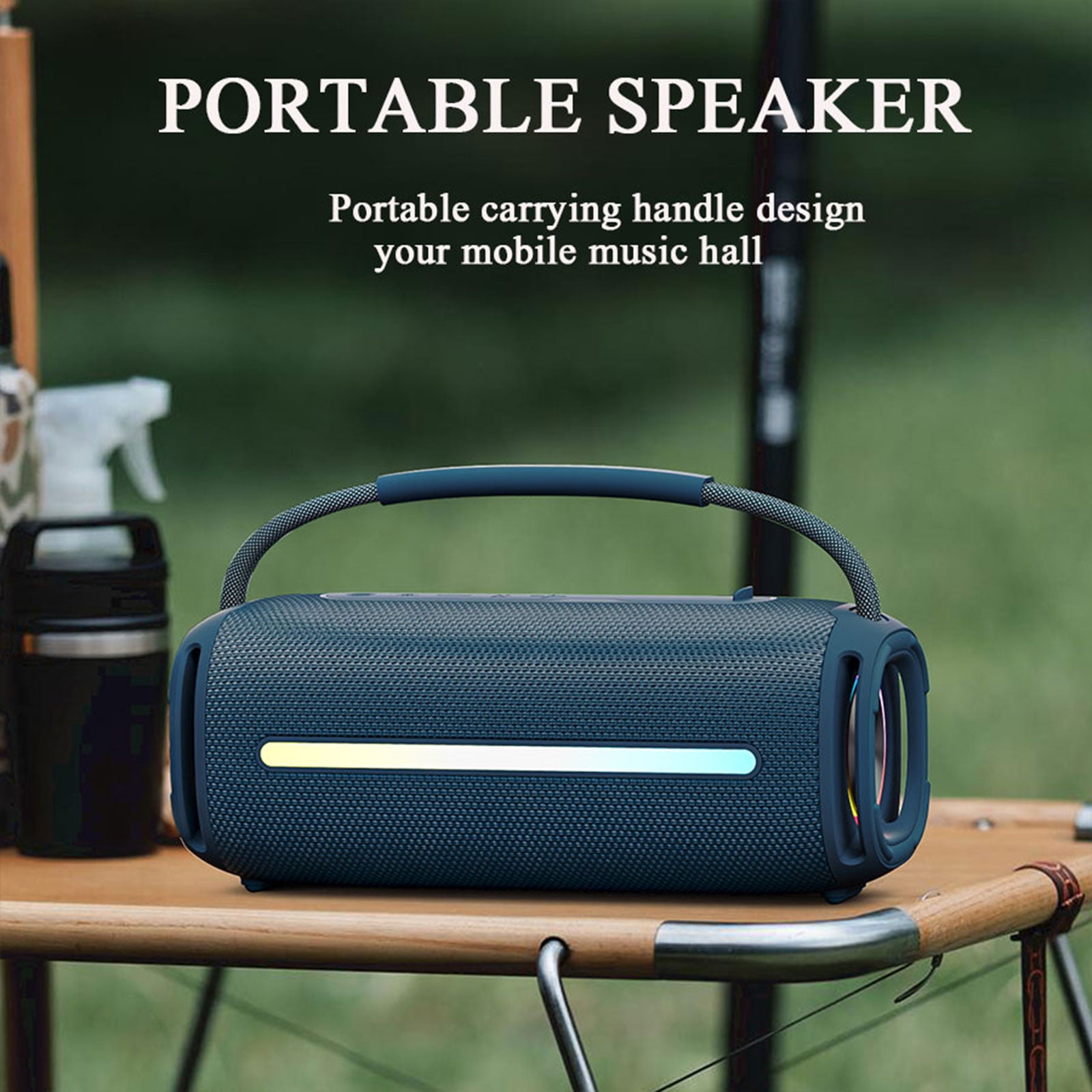 SCIJOY 50W Bluetooth Speaker - Portable Waterproof Speaker with Powerful Sound, Deep Bass, LED Lights, FM Radio