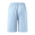 thumbnail image 6 of Men's Soild Color Cotton Linen Casual Shorts, Elastic Waist Classic Summer Beach Shorts for Men, Soft Breathable Relaxed Fit Lounge Shorts with Pockets Light Blue M, 6 of 6
