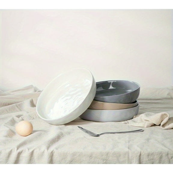 4 Pieces Dinner Plates, 10.5 inch Plate Set, Scratch Resistant, Stoneware Dinnerware, Kitchen Modern Rustic Serving Dishes, Multi-color