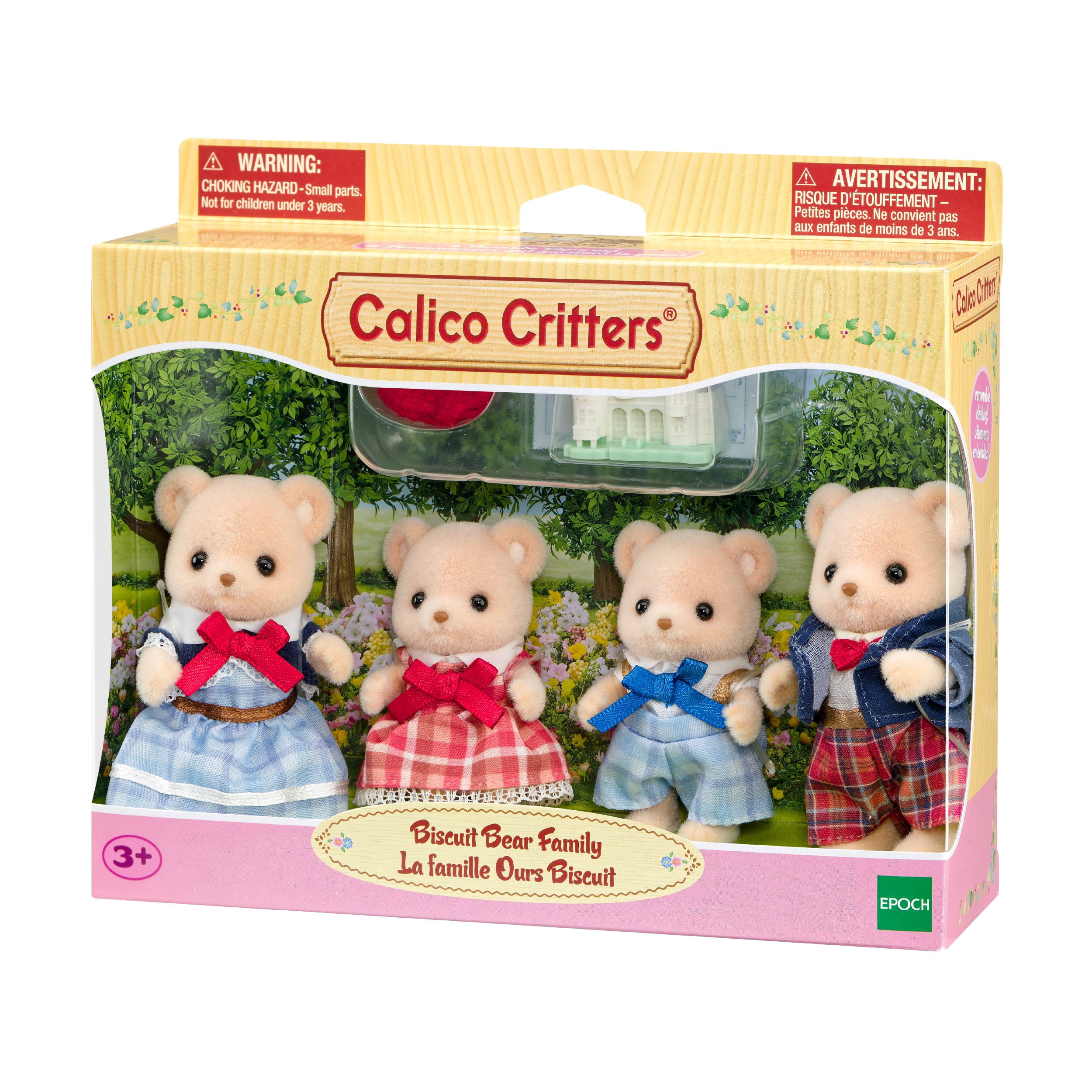Calico Critters Biscuit Bear Family - 4 Collectible Toy Figures | Poseable with Removable Clothing - Dollhouse Animal Characters for Kids Ages 3+