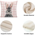 thumbnail image 6 of Easter Pillow Covers 18x18 Inch Set of 2, Pink Buffalo Plaid Bunny Decor Spring Farmhouse Throw Pillows Easter Decorations Rabbit Pink Pillowcase Seasonal Outdoor Cushion Case for Couch Home, 6 of 6