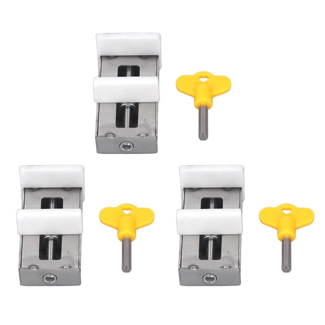 Juego de 3 cerraduras de seguridad para ventanas de puertas corredizas de acero inoxidable ajustables con llave