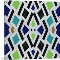ARTCANVAS Mid-Century Modern Mirror Shards in Color Canvas Art Print - Size: 18" x 18" (0.75" Deep)