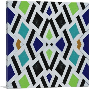 ARTCANVAS Mid-Century Modern Mirror Shards in Color Canvas Art Print - Size: 18" x 18" (0.75" Deep)