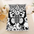 thumbnail image 5 of Homewish Skull Moth Damask Bed Sheets,Gothic Halloween Full Size Sheets,White Black,4 Pieces,1 Flat Sheet, 1 Fitted Sheet and 2 Pillowcases, 5 of 6