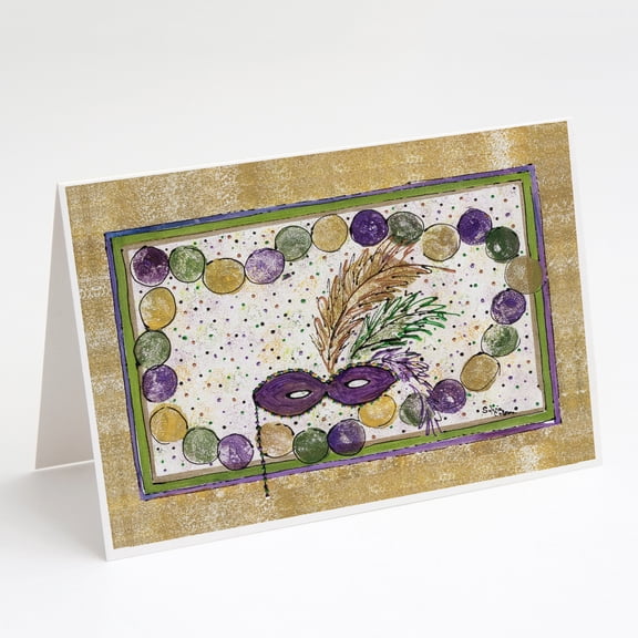 Caroline's Treasures Beads Mardi Gras Greeting Cards with Envelopes, 5" x 7" (8 Count)