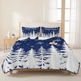 thumbnail image 3 of Quilts King Size Bedding Set, Navy Blue Christmas Trees Lightweight Quilted Comforter, Winter Xmas Snowflakes Pine Forest Reversible Bedspread Coverlet with Pillow Covers for All Season, 96" x 106", 3 of 9