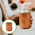 thumbnail image 3 of Oggfader Brown PU Leather Insulated Can Sleeve, Drop Resistant Multi-Size Beer Bottle Cozy for Party, Picnic, Fits Slim/Standard Cans & Bottles, 3 of 6