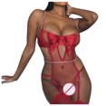 thumbnail image 4 of Gibobby Lencería sexy para mujer Monos navideños para mujer Pijamas Lencería Ropa interior sexy sin mangas (Rojo, L), 4 of 5