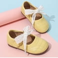 thumbnail image 5 of Toddler Girls Dress Shoes Mary Jane Flats School Uniform Oxfords Wedding Party Bow Flower Shoes Comfort Loafers Yellow 27, 5 of 6