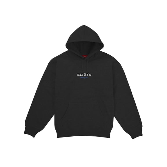 Supreme Men's Classic Logo New York Shop Hooded Sweatshirt Black, from StockX