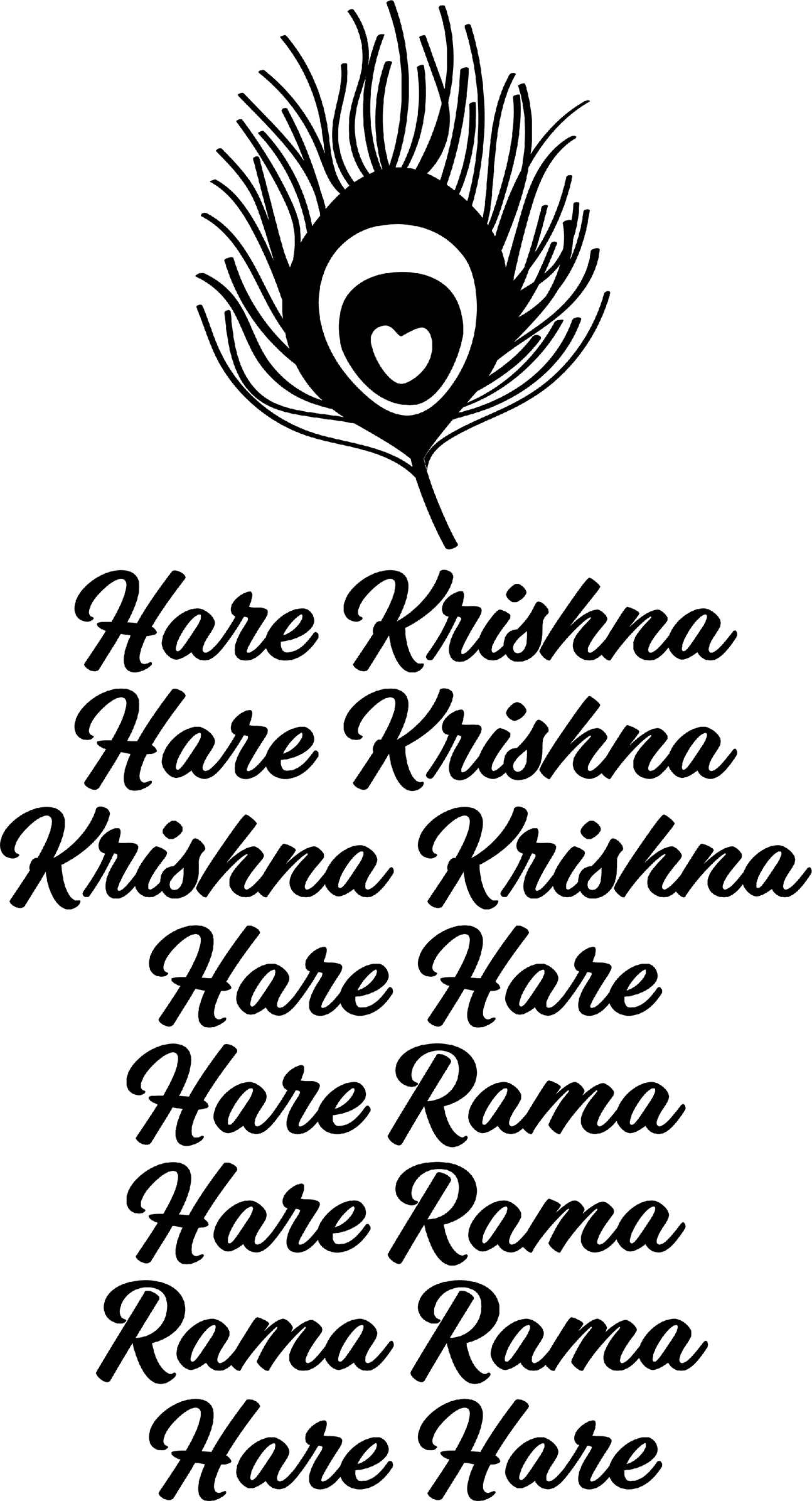 Hare Krishna Rama Prayer Peacock Feather Hinduism Wall Decals for Walls