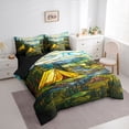 thumbnail image 2 of Catabedysis Stained Glass Camping 7-Piece Twin Bedding,Rustic Bohemian Style Bedding Comforter Set For Boys,Multicolor,Black Reversible, 2 of 7