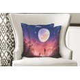thumbnail image 4 of Ambesonne Fantasy Throw Pillow Cover 2 Pack, Dog Under Huge Moon, 20", Navy Coral, 4 of 6