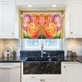 thumbnail image 5 of Yayeee Kitchen Curtains Tier Pair Light Filtering 27"x24" Rod Pocket Short Cafe Window Panel, Pink Abstract Floral, 5 of 7