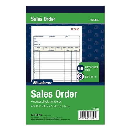 Sales Order Book, 3-Part, Carbonless, White/Canary/Pink, 5-9/16