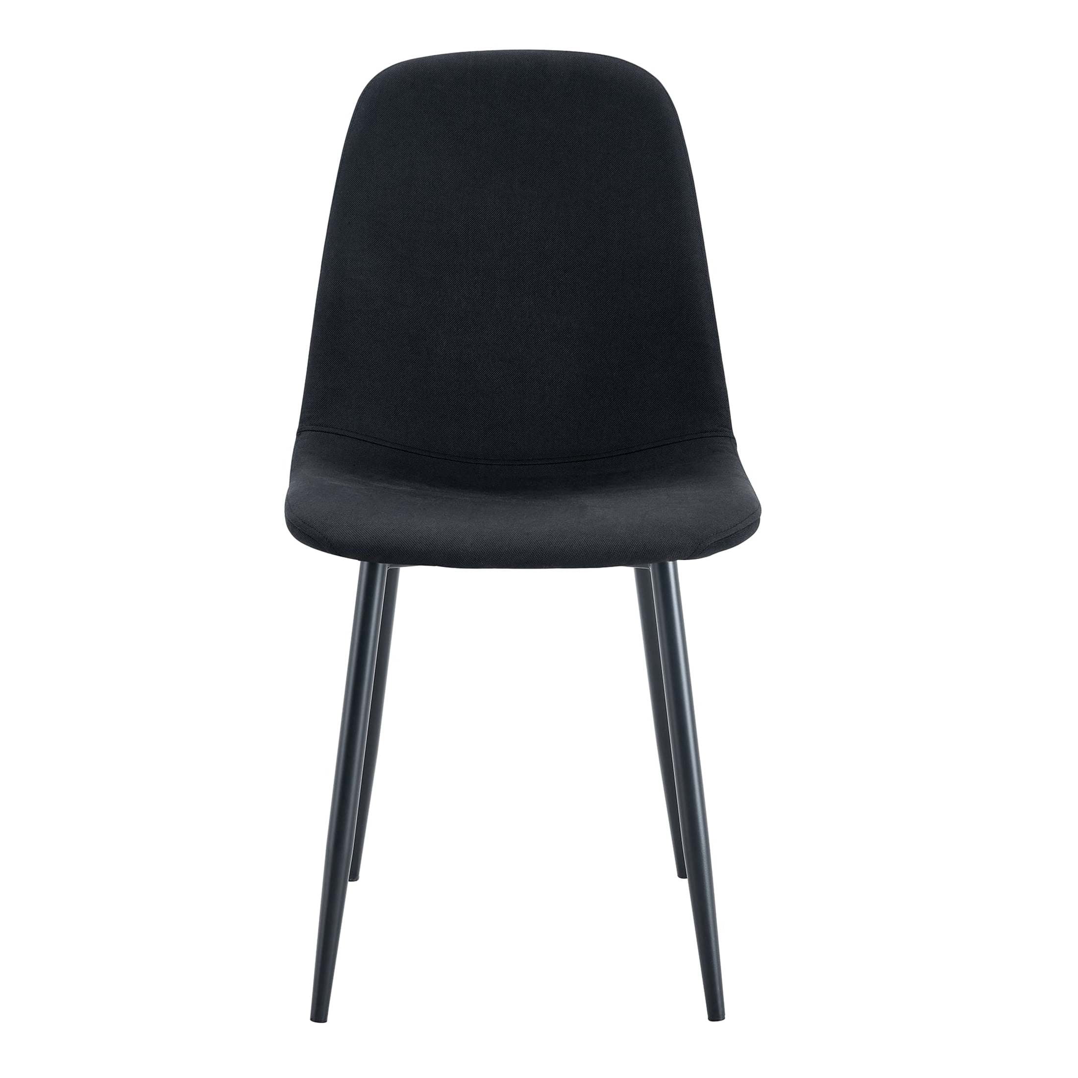 Noble House Luxury 34.5" Dining Chairs, Linen-Cotton Upholstery, Black Metal Legs, High Resilience, Black, Set of 4