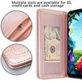 thumbnail image 3 of LG K51/LG Reflect/L555DL/Q51 Case Pu Leather Wallet Phone Case Kickstand Cute Girls Women Cover for LG K51 - Glitter Rose Gold, 3 of 5