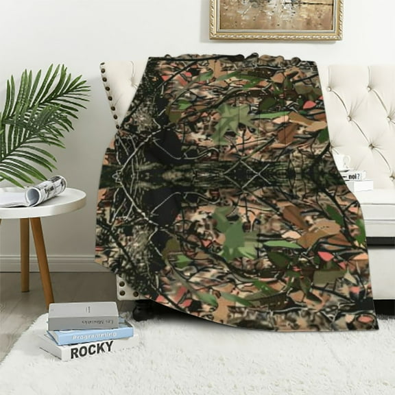 Nawypu Camo Hunting Camouflage Forest Throw Blanket Super Soft Warm Bed Blankets for Couch Bedroom Sofa Office Car, All Season Cozy Flannel Plush Blanket for Girls Boys Adults
