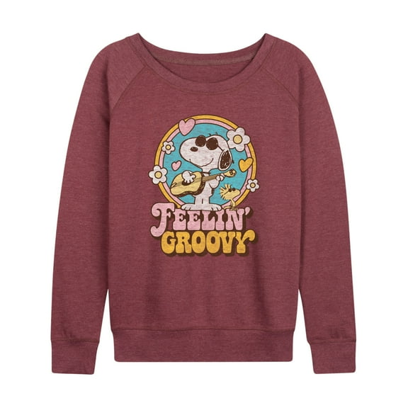 Peanuts - Feelin Groovy Snoopy And Woodstock - Women's Lightweight French Terry Long Sleeve Shirt