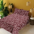 thumbnail image 2 of Ambesonne Geometric Flower Fitted & Flat Sheet with Shams 4 Pcs Set, Dot Style Leaves, Calking, Maroon Pale Maroon White, 2 of 5