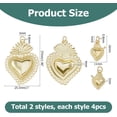 thumbnail image 2 of Rack Plating Brass Pendants Sacred Heart Charms Cadmium Free & Lead Free Long-Lasting Plated with Jump Ring Real 18K Gold Plated 16~37x11~25.5x2~4mm Hole: 3.2mm 4pcs/style, 2 of 6