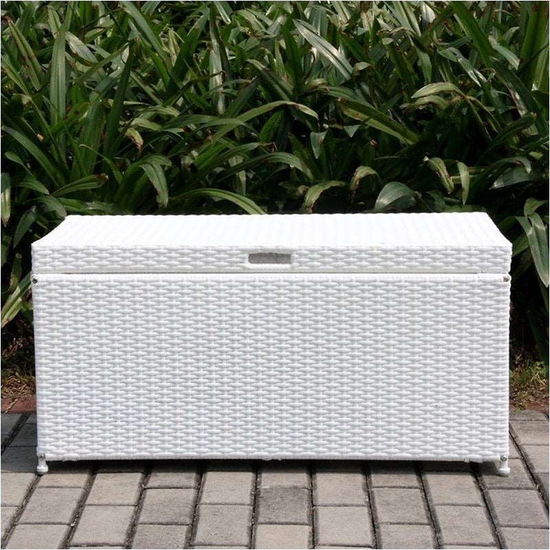 Bowery Hill Wicker Patio Storage Deck Box in White by Bowery Hill