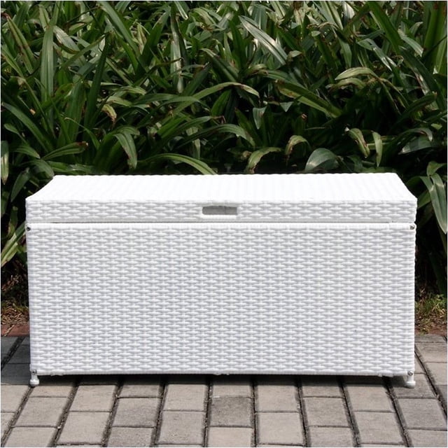 Bowery Hill Coffre de Terrasse en Osier pour Rangement de Patio, Blanc