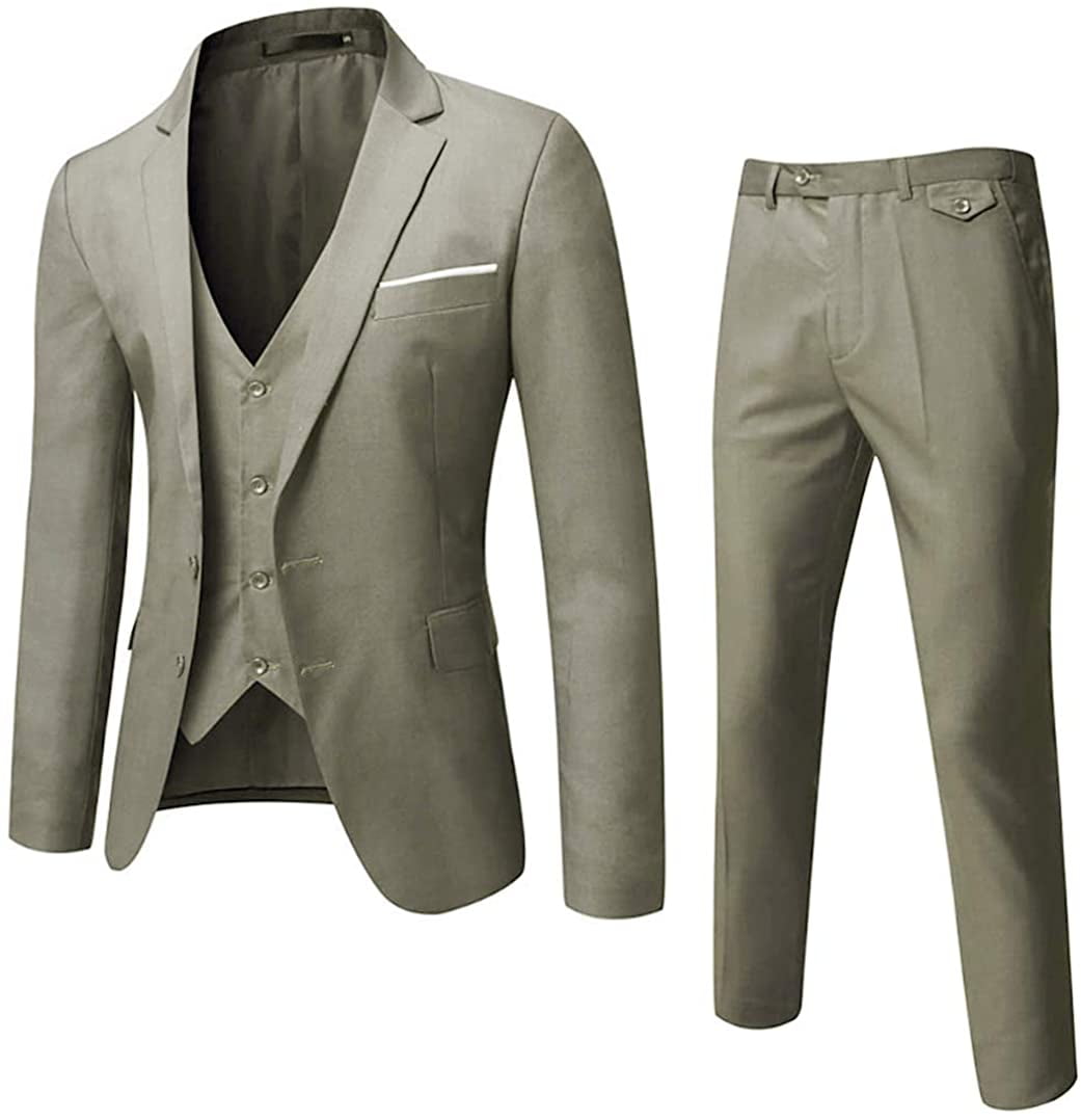 WEEN CHARM Mens 3 Piece Suits Slim Fit Two Button Suit for Wedding