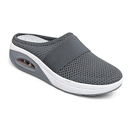 

Women\ s Slip-On Walking Shoes with Air Cushion Shock-proof Mesh Upper Platform Loafers Breathable
