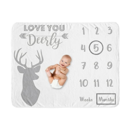 UPC: 0846480087342 | Stag Grey and White Milestone Baby Blanket by Sweet Jojo Designs