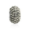 Solid Grey Crystal Spacer Charm Bead for Women for Fits European Charm Bracelet Core 925 Sterling Silver
