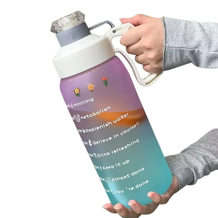 

1800ML Water Bottle Letter Print Kettle Water Cup with Detachable Straw for Home Office School White/Pink/Light Blue/Dark Blue