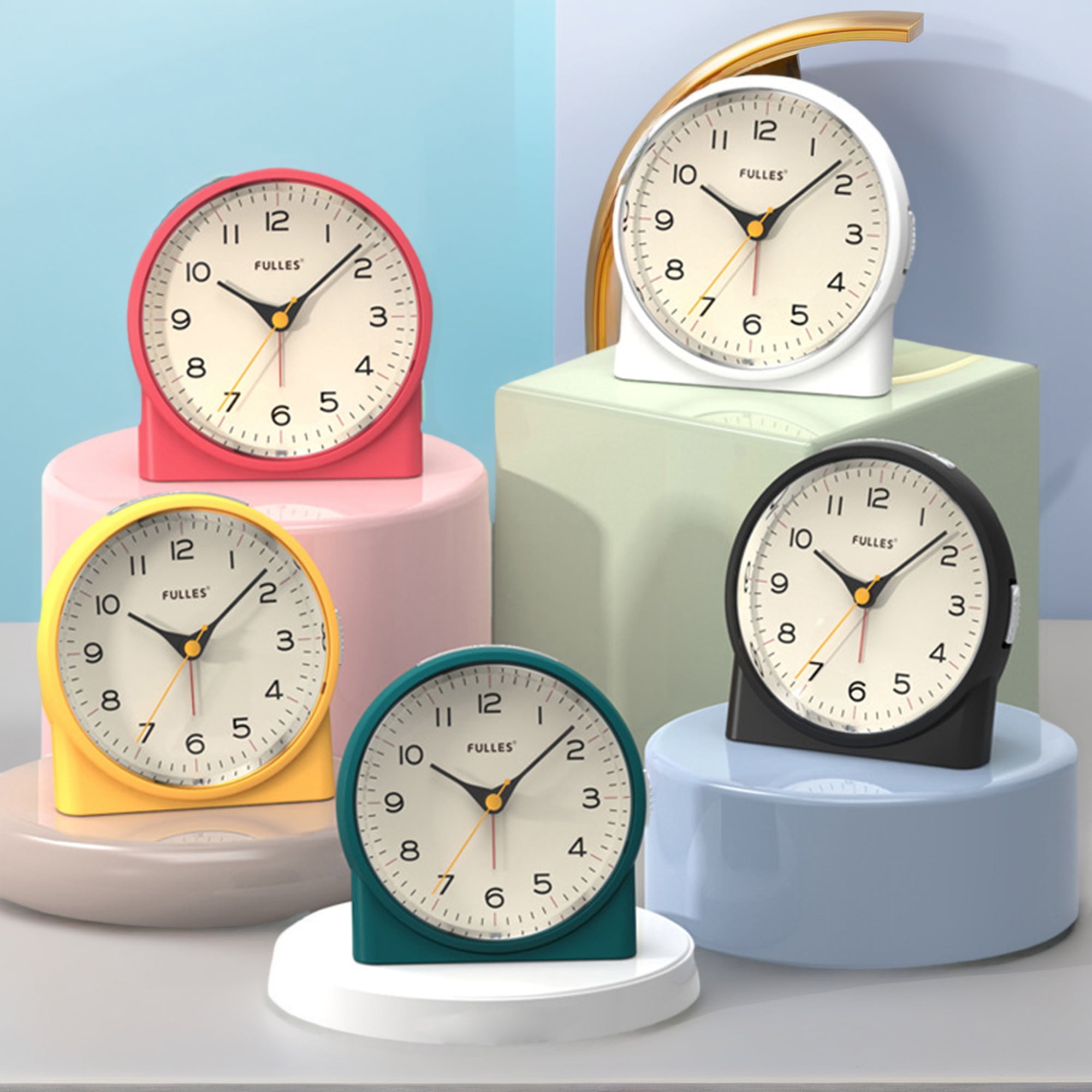 Unique Bargains Retro-style Semi-Circular Table Alarm Clock Blue 4.1"L x 2.6"W x 4.6"H