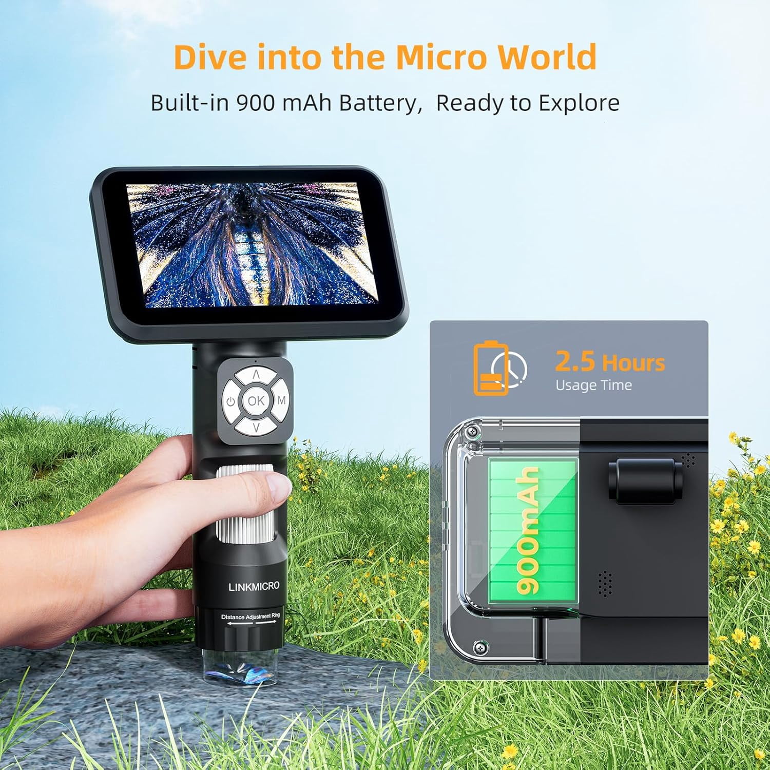 LM115A Digital Microscope Handheld with Flex Arm Stand, 5 Inch Soldering Camera for Adults, Portable Coin Magnifier Full View Coins with 8 LED, PC View, 1080P Video