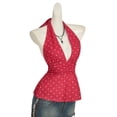 thumbnail image 4 of Afdoent Tank Tops For Women Tie Backless Crop Top Slim Fit Polka Dot Sleeveless Tank For Summer Camisole Fashion Womens Tops, 4 of 4