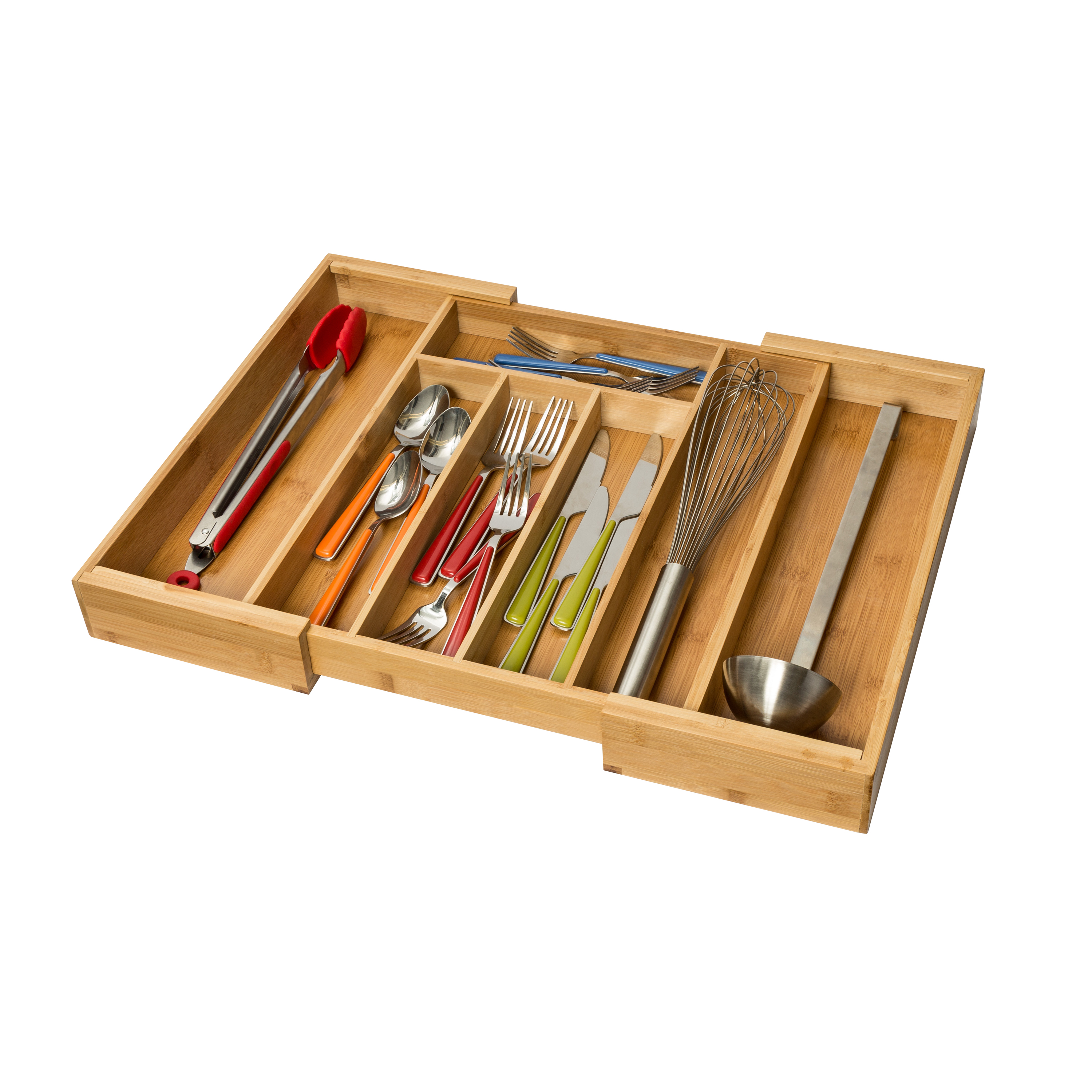 Honey-Can-Do Bamboo 17" D x 22.75" W x 2.3" 7-Compartment Expandable Kitchen Drawer Organizer, Natural - image 5 of 7