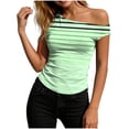 thumbnail image 2 of FRSASU Tank Tops for Women Summer Striped Sleeveless Tee Loose Casual Crewneck Beach Vacation Clothes Green-A, 2 of 6
