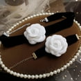 thumbnail image 5 of Oasiva Camellia Choker Necklace Bracelet Vintage Velvet Choker Bracelet Fashion Jewelry, 5 of 19
