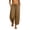 Brown, variant on Womens Washed Faux Linen Harem Capri Pants Adjustable Drawstring High Waist Geometric Patch Stitching Side Pocket Bohemian Resort Summer Daily Casual Bottoms Blue M