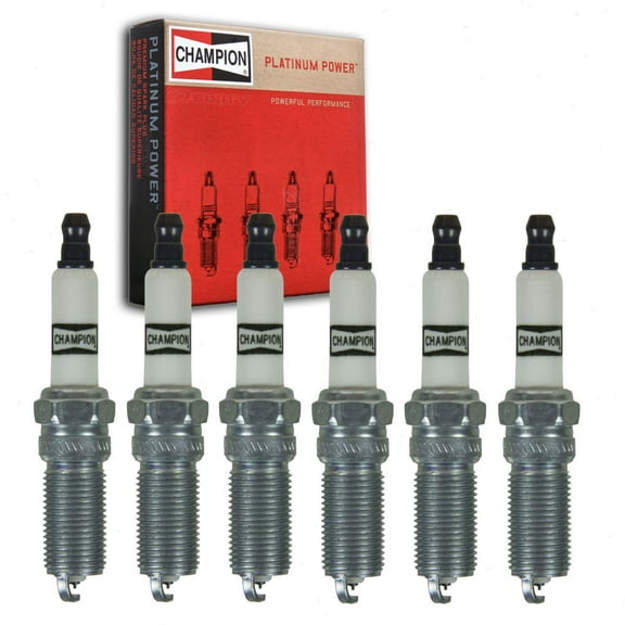 6 pc Champion Platinum Spark Plugs compatible with Ford Taurus 3.5L V6 2008-2019