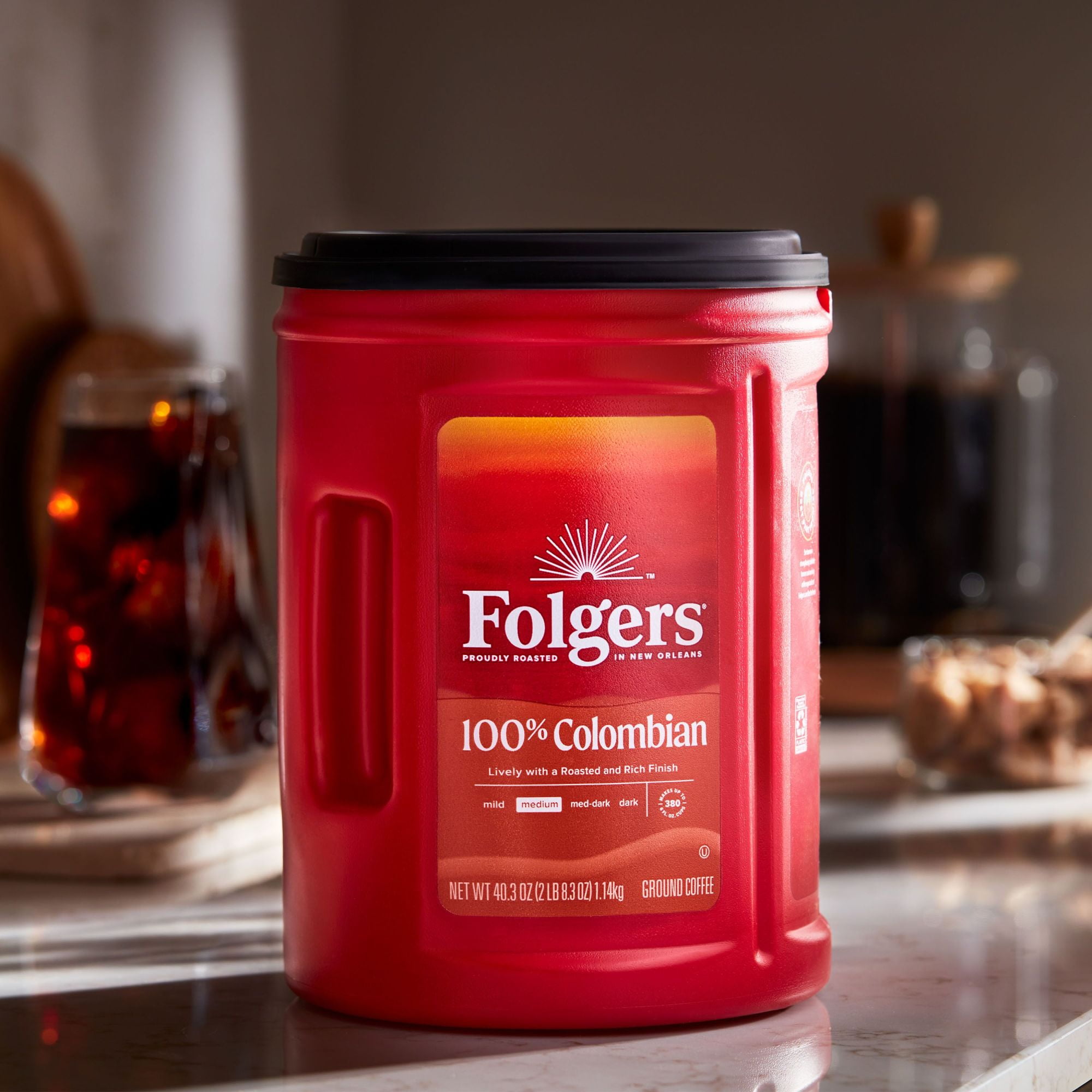 Folgers Colombian Ground Coffee, Medium Roast, 40.3 Ounce Canister